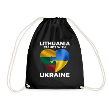 Lithuania supports Ukraine - Drawstring Bag - black - Front