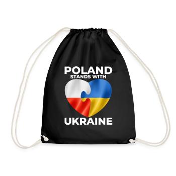 Poland supports Ukraine - Drawstring Bag - black - Front