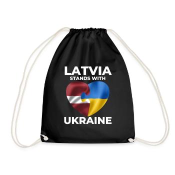 Latvia supports Ukraine - Drawstring Bag - black - Front