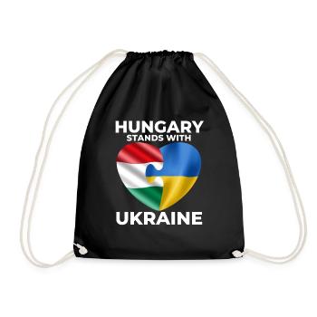 Hungary supports Ukraine - Drawstring Bag - black - Front