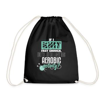 Knit Fast Enough Aerobic Activity Knitting - Drawstring Bag - black - Front
