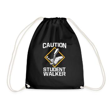Caution Student Walker Amputation Leg Disability - Drawstring Bag - black - Front