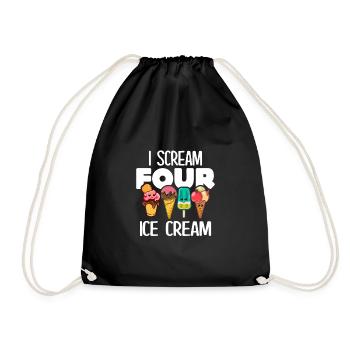 I Scream Four Ice Cream 4. Geburtstag Eiscreme - Turnbeutel - Schwarz - Vorne
