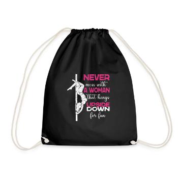 Never Mess With A Woman That Hangs Upside Down - Drawstring Bag - black - Front