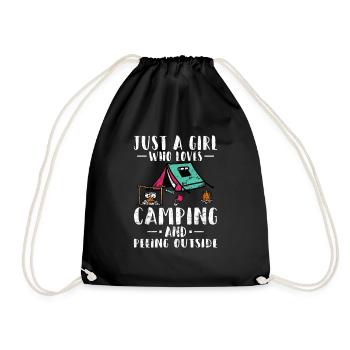 Just A Girl Who Loves Camping & Peeing Outside Fun - Drawstring Bag - black - Front