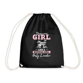 Drummer Girl Funny Drummer Percussion Drums Band M - Turnbeutel - Schwarz - Vorne