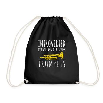 Introverted Funny Trumpet Player Jazz Marching Ban - Drawstring Bag - black - Front