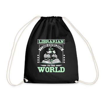 Librarian I lend knowledge to the world - Drawstring Bag - black - Front