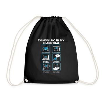 Things I Do In My Spare Time Motorcycle Biker Bike - Drawstring Bag - black - Front
