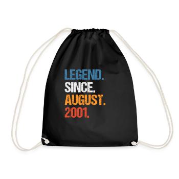 Legend Since August 2001 Geburtstag - Turnbeutel - Schwarz - Vorne