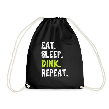 Eat Sleep Dink Repeat Funny Pickleball Pun Pickleb - Drawstring Bag - black - Front