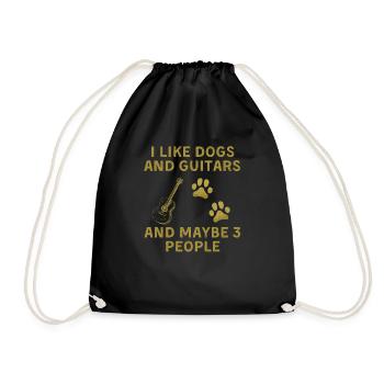 I like Dogs and Guitars and maybe 3 people - Turnbeutel - Schwarz - Vorne