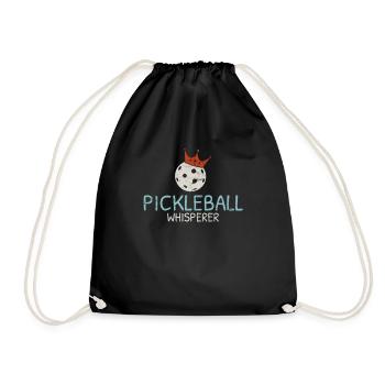 Pickleball Whisperer Funny Pickleball Player Sport - Drawstring Bag - black - Front