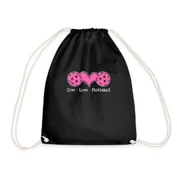 Live Love Pickleball Funny Pickleball Player Women - Drawstring Bag - black - Front