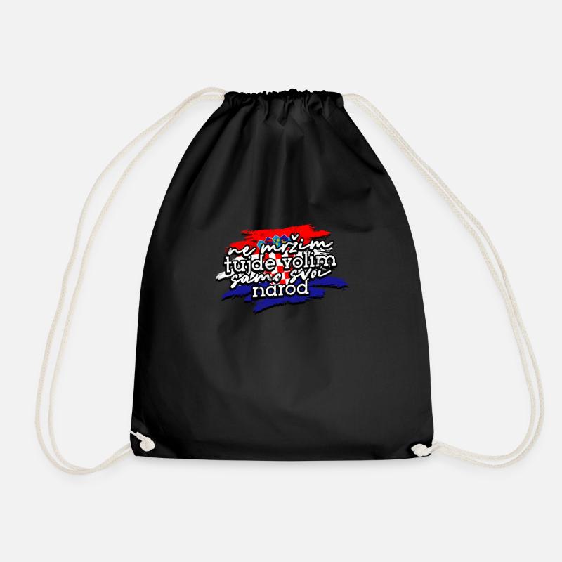 Balkan Croatia Slogan Flag proud - Balkans - Drawstring Bag - black