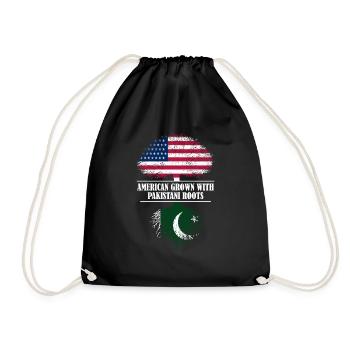 American Grown with Pakistani Roots flag - Drawstring Bag - black - Front