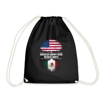 American grown with Mexican roots Mexico - Drawstring Bag - black - Front