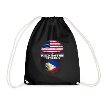 American grown with filipino roots Philippines - Drawstring Bag - black - Front