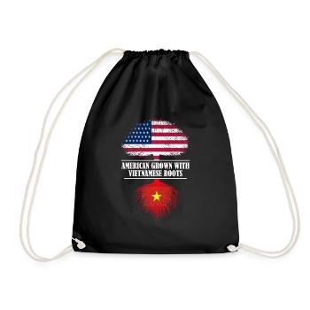American grown with vietnamese roots flag - Drawstring Bag - black - Front
