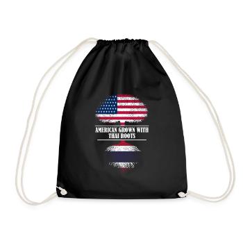 American grown with thai roots Thailand - Drawstring Bag - black - Front