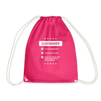 Gleisbauer I Gleise Bahn Spruch Motiv für - Turnbeutel - Fuchsia - Vorne