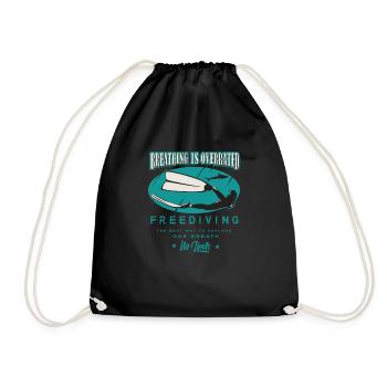 Freediving Apnoe Atmen wird überbewertet Geschenk - Turnbeutel - Schwarz - Vorne