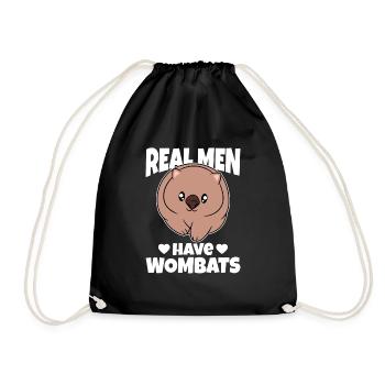 Real Men Have Wombats - Drawstring Bag - black - Front