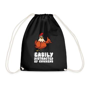 Facilement distrait par les poulets - Sac de sport léger - noir - Devant