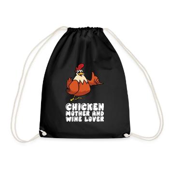 Mère de poulet et amoureuse du vin - Sac de sport léger - noir - Devant