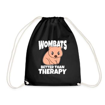 Wombats Better Than Therapy - Drawstring Bag - black - Front