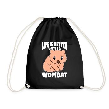 Life Is Better With A Wombat - Drawstring Bag - black - Front