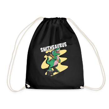 Blacksmith Dinosaur Blacksmithing saurus rex - Drawstring Bag - black - Front