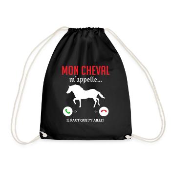 Mon cheval m'appelle faut quẹ j’y aille T-shirt - Sac de sport léger - noir - Devant