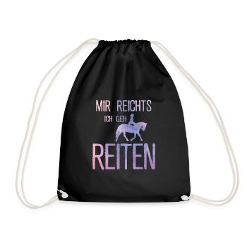 Reiten Reitsport Reiter Geschenk Pferde - Turnbeutel - Schwarz - Vorne