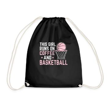 This Girl Runs On Coffee And Basketball Player Lov - Drawstring Bag - black - Front