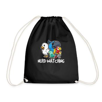 Nerd Watching Funny Birdwatching Funny Bird Watchi - Drawstring Bag - black - Front