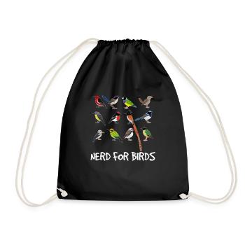 Nerd For Birds Bird Lovers Bird Watching Funny Bir - Drawstring Bag - black - Front