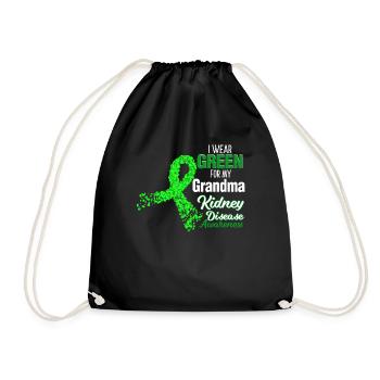 I Wear Green For Grandma Kidney Disease Awareness - Drawstring Bag - black - Front