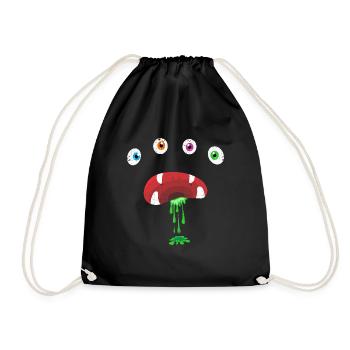 Halloween Monster Face Costume Cute Toddler - Drawstring Bag - black - Front