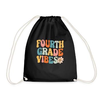 Fourth Grade Vibes 4th Grade Retro Back To School - Drawstring Bag - black - Front