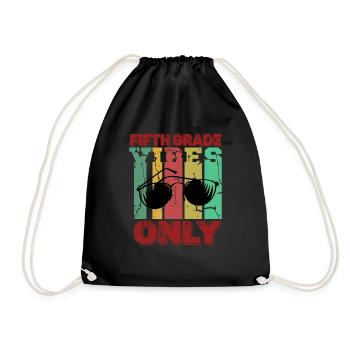 Fifth Grade Vibes 5th Grade Retro Back To School - Drawstring Bag - black - Front