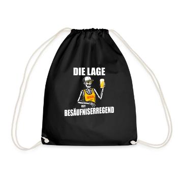 Die Lage ist Besäufniserregend Bier Skelett - Turnbeutel - Schwarz - Vorne