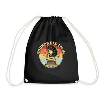 Retro Musik Vinyl Platte LP Sammler Geschenke Idee - Turnbeutel - Schwarz - Vorne