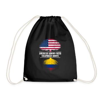 American grown with colombian roots flag - Drawstring Bag - black - Front