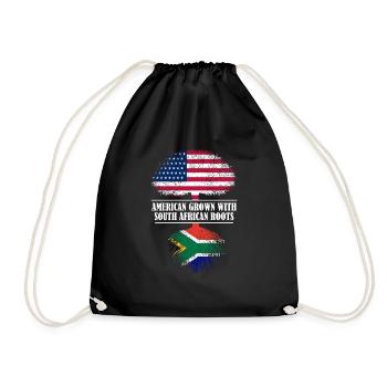 American grown with south african roots Flag - Drawstring Bag - black - Front