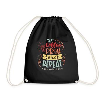 Inspiring Homeschool Teacher Coffeeholic Gesche - Drawstring Bag - black - Front