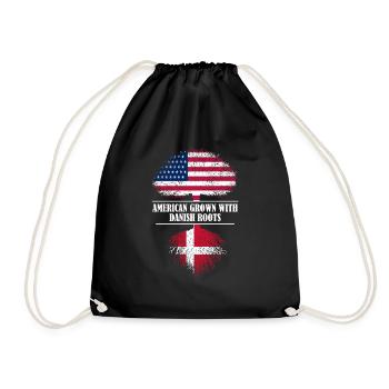 American grown with Danish roots Denmark - Drawstring Bag - black - Front
