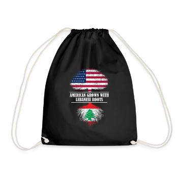 American grown with Lebanese roots Lebanon - Drawstring Bag - black - Front