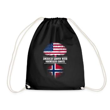 American grown with norwegian roots Norway - Drawstring Bag - black - Front