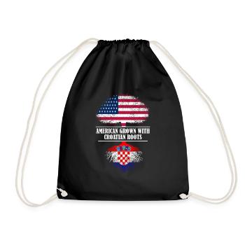 American grown with Croatian roots flag - Drawstring Bag - black - Front